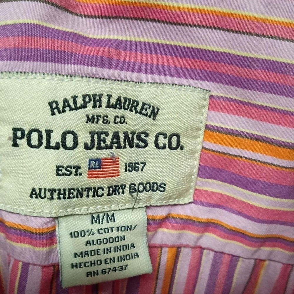 Ralph Lauren Pink Striped Button-Up Shirt Size Medium - Picture 5 of 6